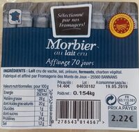 Morbier au lait cru affinage 70 jours