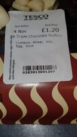 4 triple chocolate muffins