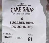 6 Sugared Ring Doughnuts