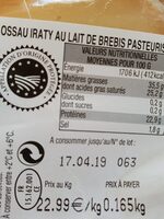 Ossau iraty au lait de brebis pasteurisé
