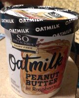 Dairy free peanut butter and raspberry oat milk