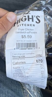 Fryer chicken sandwich by High's