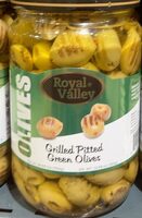 Grilled pitted green olives