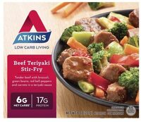 Beef teriyaki stir-fry tender beef with broccoli, green beans, red bell peppers and carrots in a teriyaki sauce