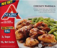 Chicken marsala grilled white meat chicken with mushrooms in a marsala wine sauce and green beans