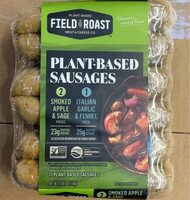 Plant-Based Sausages 2 Smoked Apple & Sage 1 Italian Garlic & Fennel