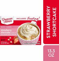 Strawberry shortcake flavored mug cakes mix with