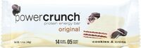Power crunch, protein energy bar, original, cookies & creme