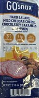 Hard salami, mild cheddar cheese, chocolatey caramels, almonds