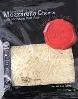 Shredded mozzarela cheese low moisture part skim