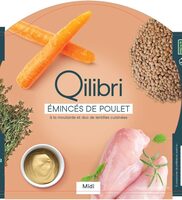 Emincés de poulet à la moutarde et duo de lentilles cuisinées