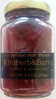 Mountain fruit co., rhubarb & berry fruit spread, rhubarb & strawberries