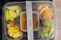 Apple and grape tray with caramel sauce