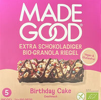 Müsliriegel mit Schokolade und „Birthday Cake“-Geschmack