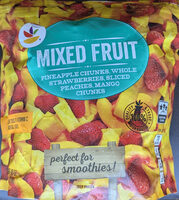 Mixed fruit, pineapple, strawberries, mango, peaches