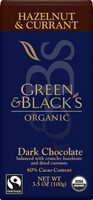 Organic dark chocolate with currant and hazelnut