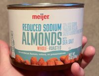 Reduced sodium whole roasted almonds with sea salt