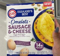 Egg lasausage and cheese omelette