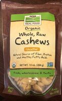Organic Whole, Raw Cashews Unsalted
