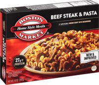 Home style meals beef steak & pasta