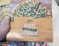 White spinach thin crust pizza