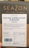 Lieu-noir, lentilles au lard & epinards