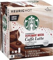 Peppermint mocha caffe latte kcup pods count package