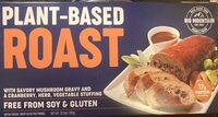 Plant-Based Roast & Gravy with savoury mushroom gravy and a cranberry, herb, vegetable stuffing