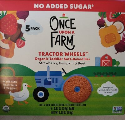 TRACTOR WHEELS Organic Toddler Soft-Baked Bar Strawberry, Pumpkin & Beet