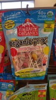 Yumearth organics, organic pops, pomegranate pucker, wet-face watermelon, strawberry smash, googly grape, very very cherry, perfectly peach, razzmatazz berry, mango tango