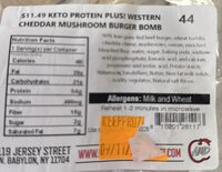 Keto Protein plus! Western Cheddar Mushroom Burger Bomb