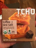 Organic milk chocolate bar with toffee and sea salt