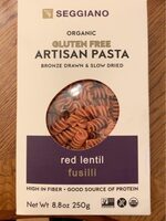 Organic Gluten Free Artisan Pasta Red Lentil Fusilli
