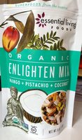 Essential living foods, organic enlighten mix, mango + pistachio + coconut