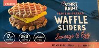 Start right sausage & egg waffle sliders