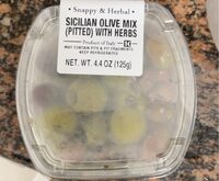 Sililian olive mix pitted with herbs