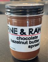 Fine and raw chocolate hazelnut butter spread