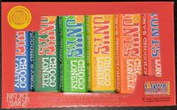 Individually packed dark and milk chocolate bars - plain and with honey almond nougat, caramel sea salt, hazelnut and almond sea salt