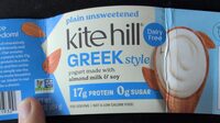 Plain unsweetened Greek style yogurt made with almond milk & soy