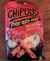 Fire red hot spicy rolled up tortilla chips imp