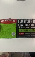Chicken sausage and egg scramble breakfast burrito