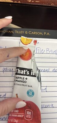 That's it. 1 Apple + 1 Mango Fruit Bar