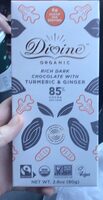Divine organic rich dark chocolate with tumeric and ginger