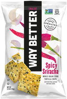 Spicy corn tortilla chips, sriracha