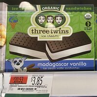 Madagascar vanilla ice cream sandwiched between chocolate wafers, madagascar vanilla