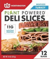 Meatless turkey deli slices, turkey