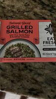 Balsamic glazed grilled salmon with orzo verde pesto & sundried tomatoes
