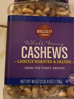 Whole fancy lightly roasted & salted cashews, lightly roasted & salted