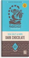 Organic Sea Salt & Nibs Dark Chocolate Bar 63% Cocoa