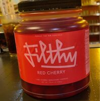 Filthy red maraschino cherry